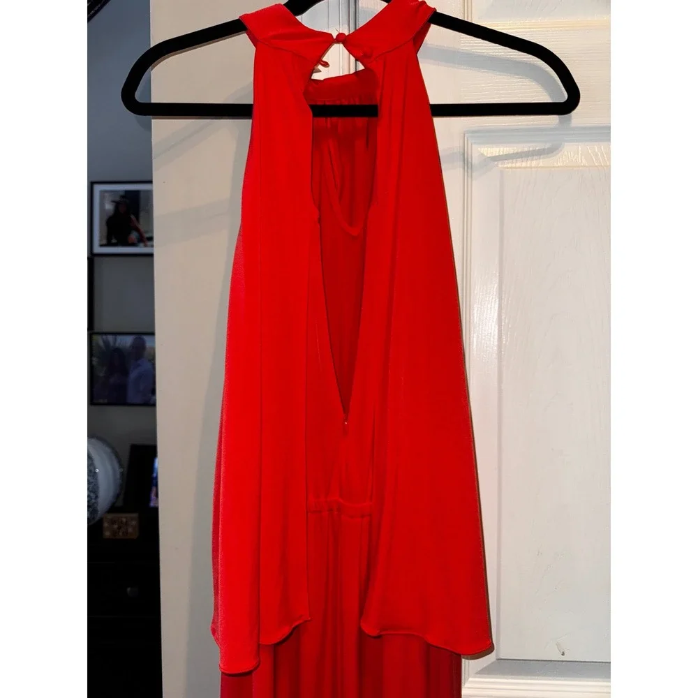 Chico's Red Halter Neck Overlay‎ Jumpsuit Wide Leg Size 1 NWT - Picture 8 of 11